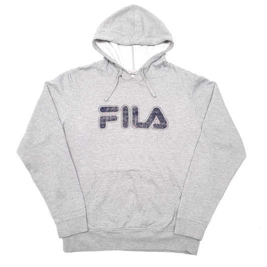 Mens Grey Fila Spellout Hoodie Jumper