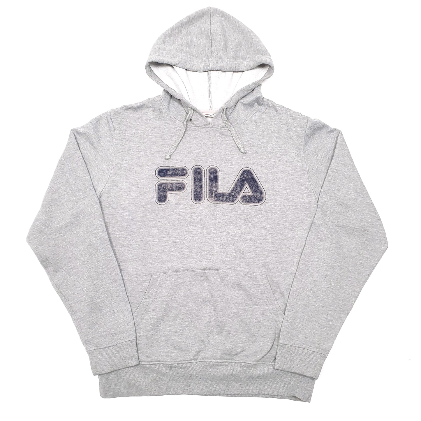 Mens Grey Fila Spellout Hoodie Jumper