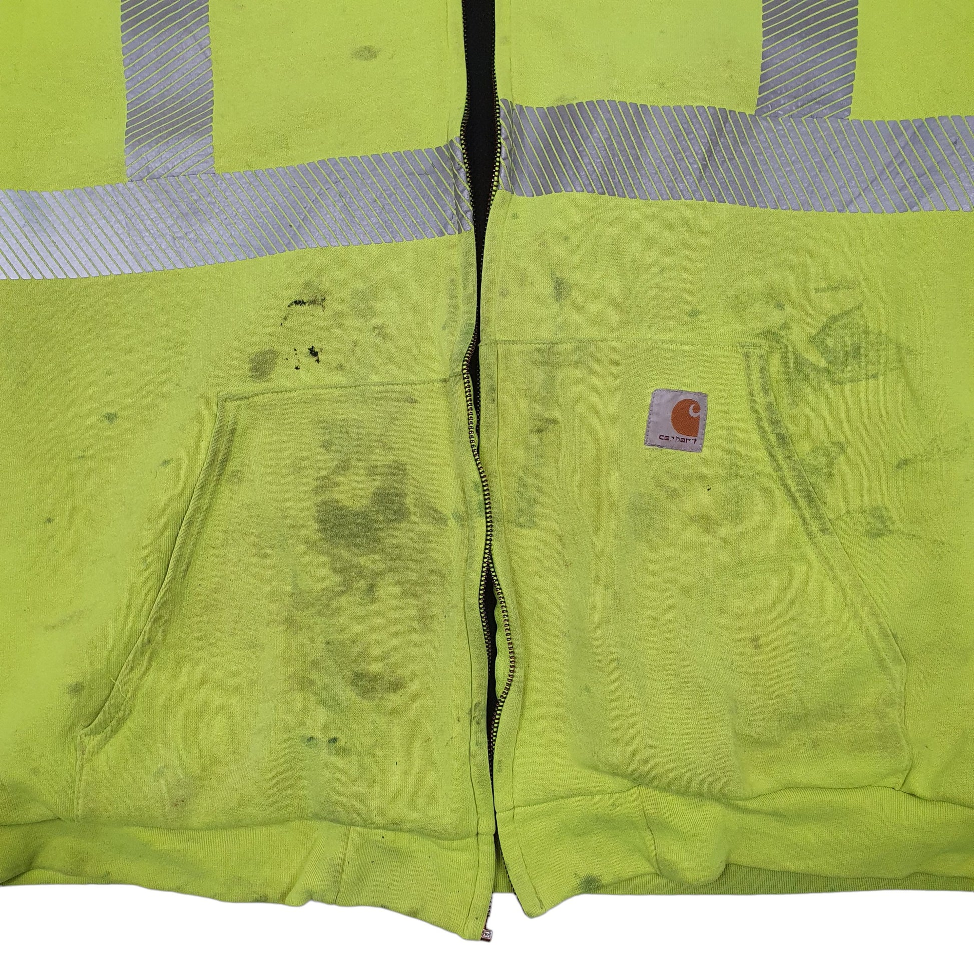 Mens Yellow Carhartt Hi Vis Workwear Site Hoodie Full Zip Jumper