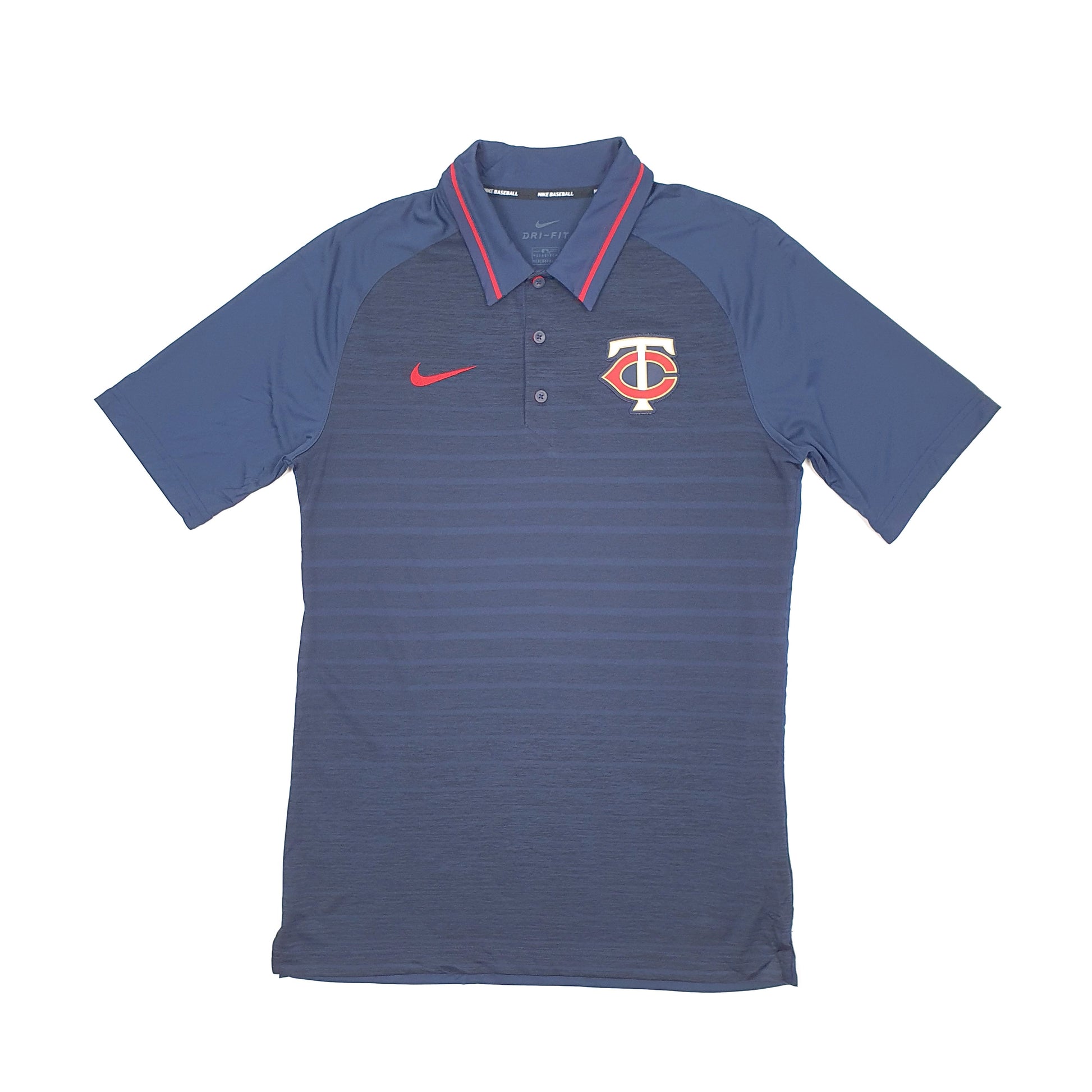 Nike MLB Minnesota Twins Baseball Dri Fit Short Sleeve Polyester Polo Shirt Navy