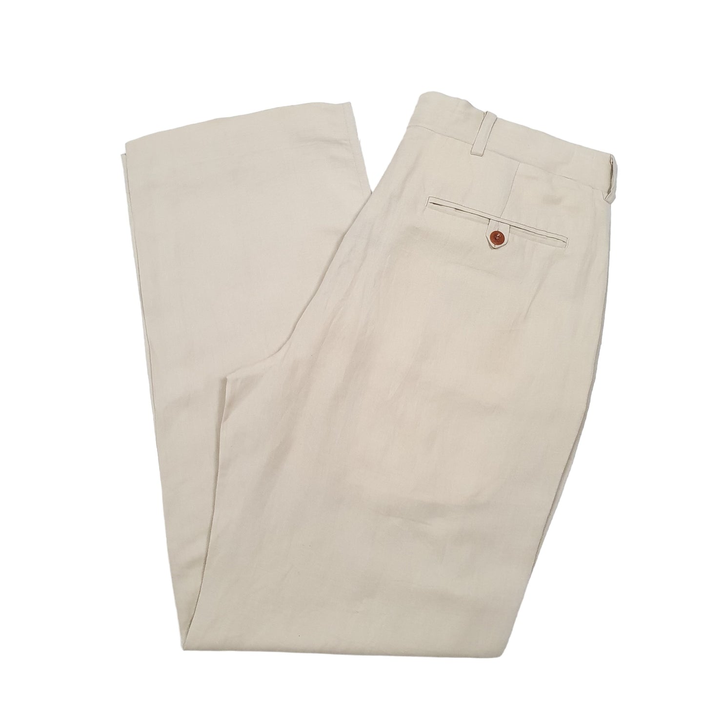 Mens Beige Polo Ralph Lauren Classic Fit Linen Silk Blend Chino Trousers