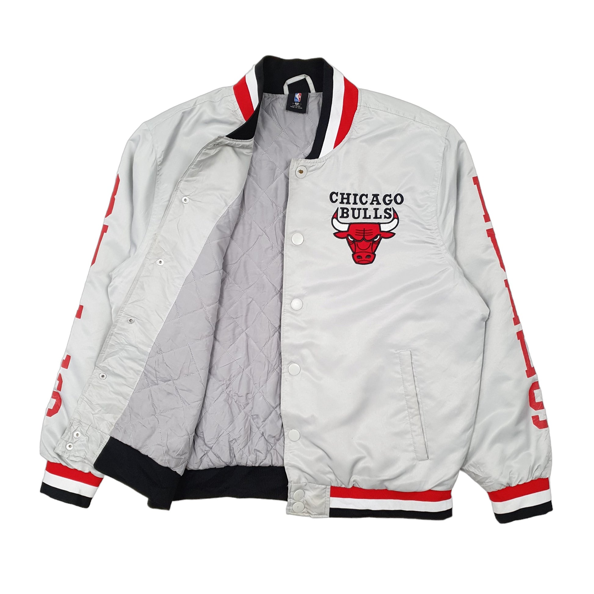 Mens Grey NBA Chicago Bulls Basketball Varsity  Coat