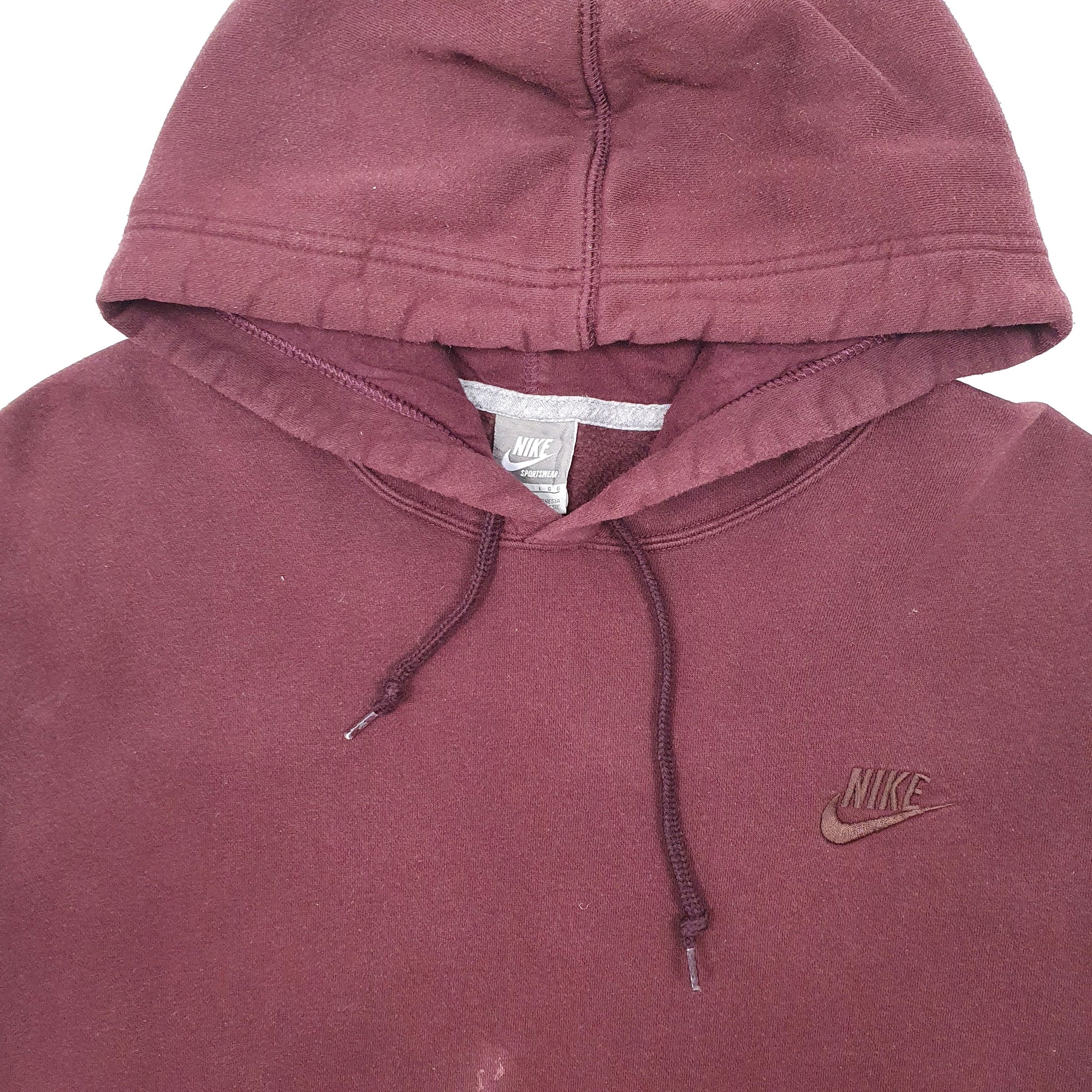 Mens Burgundy Nike Vintage 2000s Y2K Hoodie Jumper