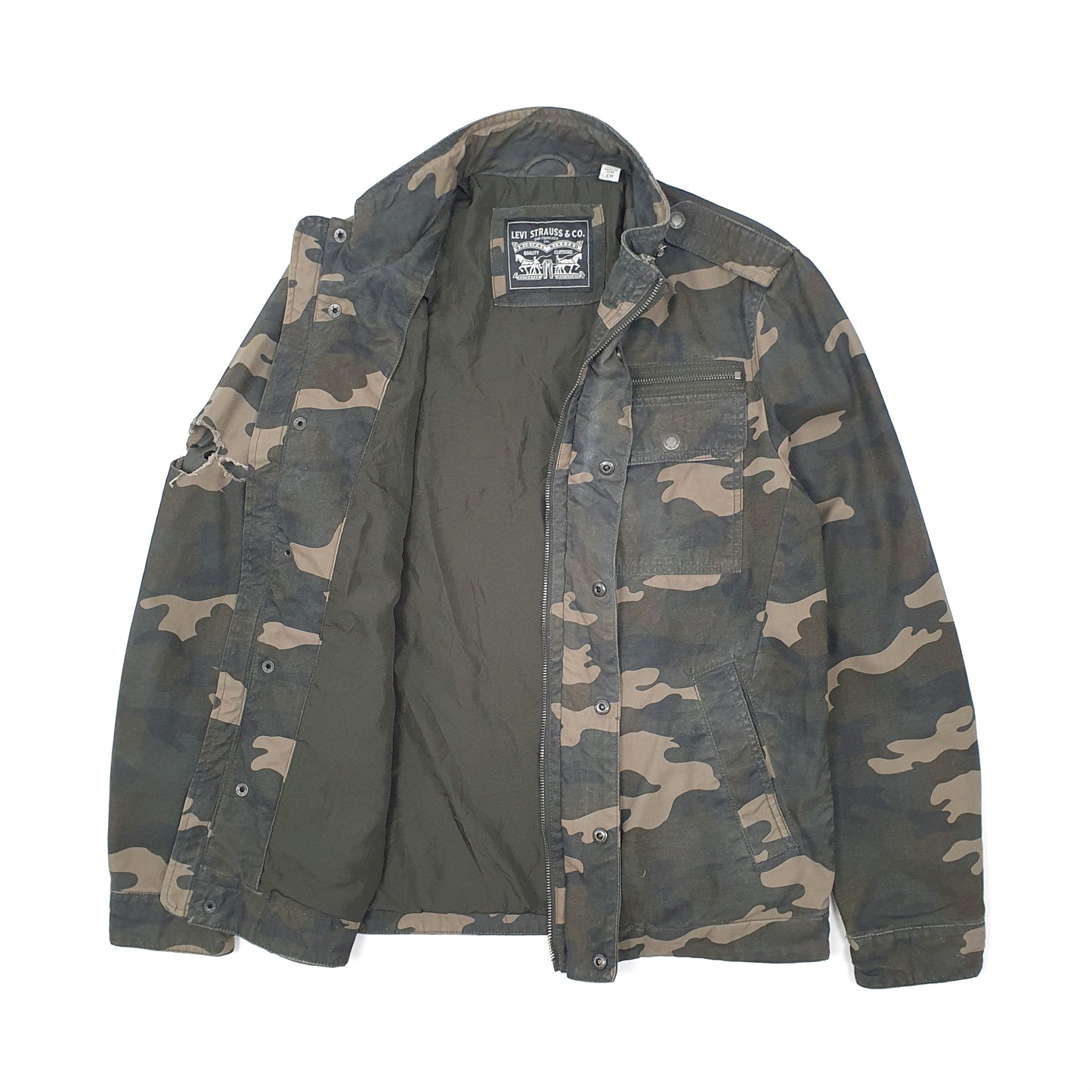 Mens Green Levis Camo Bomber Jacket Coat