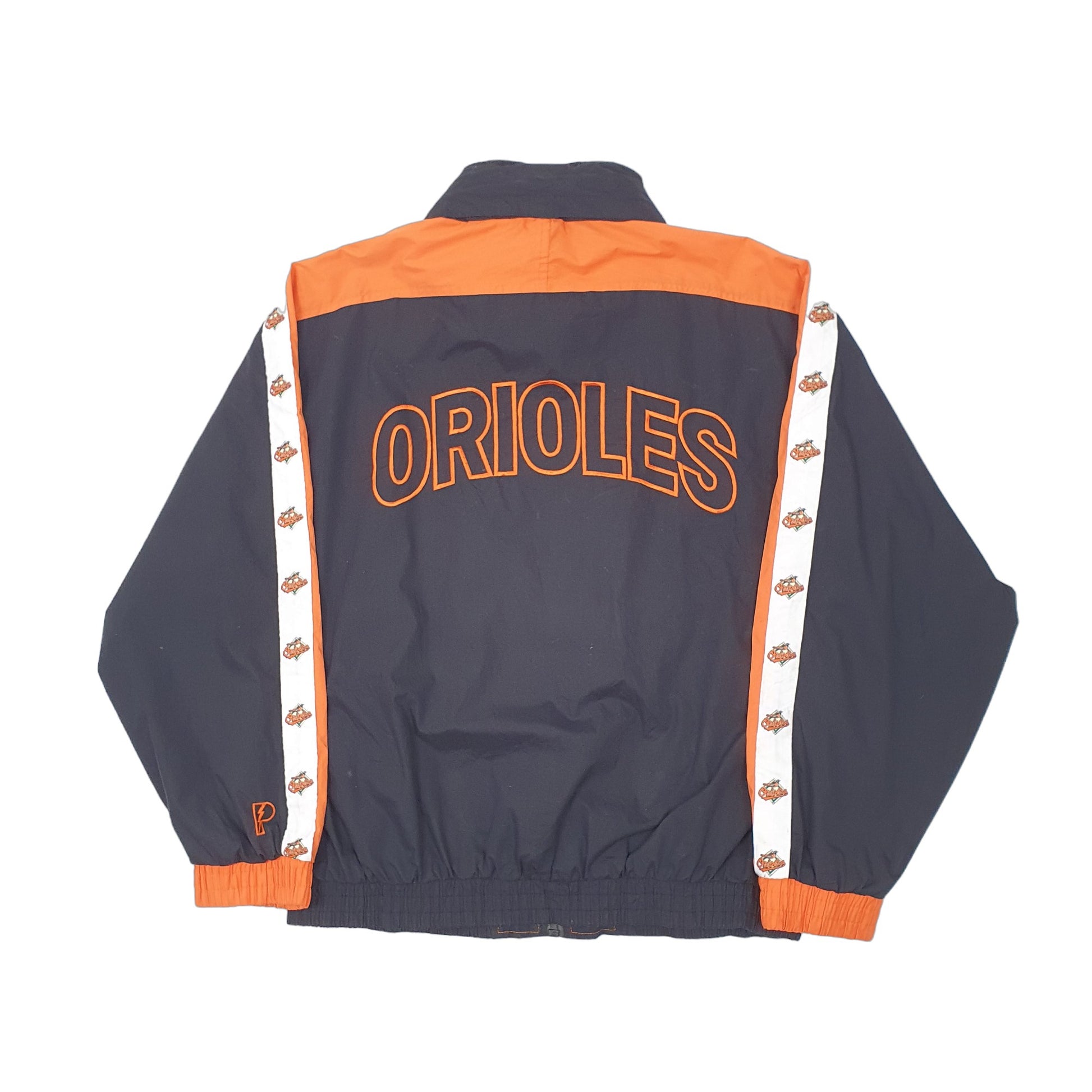 Mens Black MLB Pro Layer Vintage 1990s Baltimore Orioles Baseball  Coat
