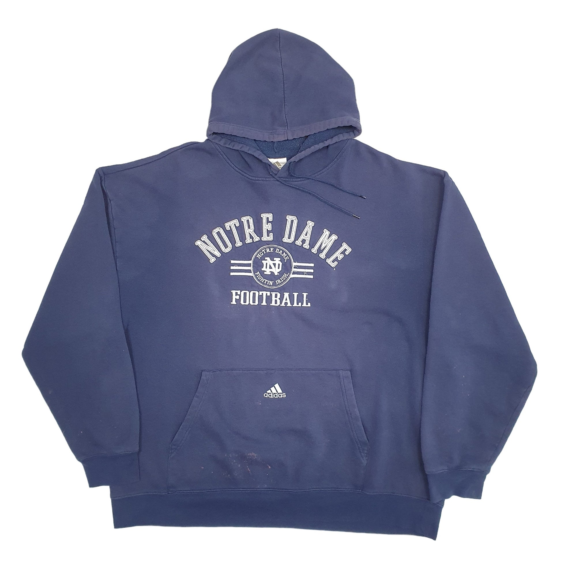 Mens Navy Adidas Notre Dame Football Hoodie Jumper