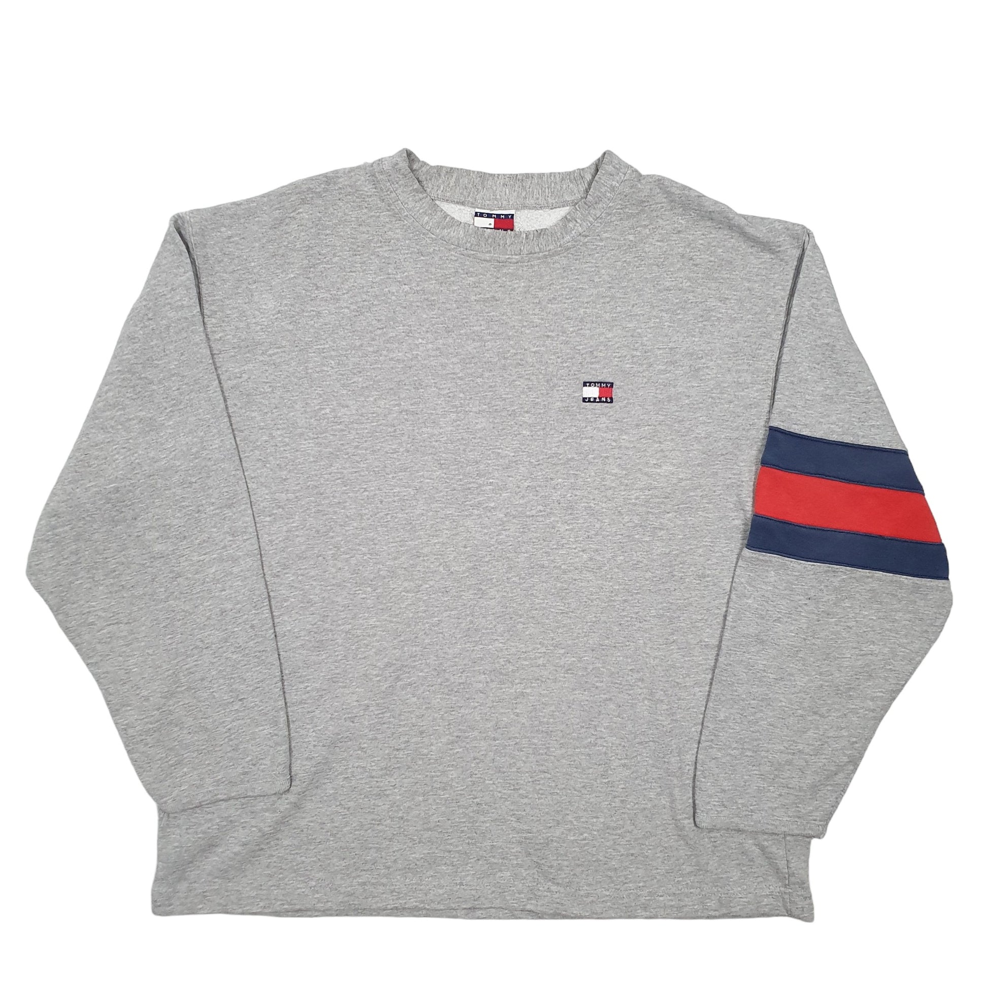 Mens Grey Tommy Hilfiger Jeans Made In USA Crewneck Jumper