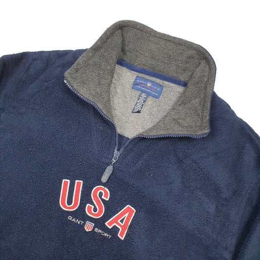 GANT Spellout Quarter Zip Fleece XL Navy