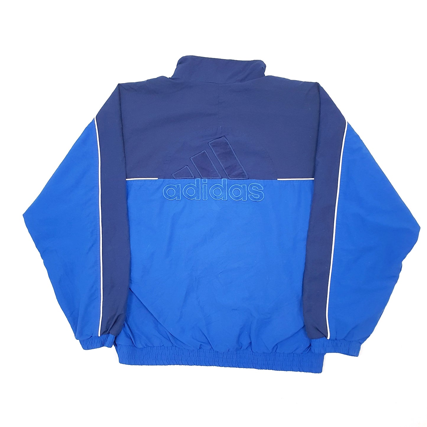 Mens Blue Adidas Spellout Vintage 1990s Shell Windbreaker Track Top Coat