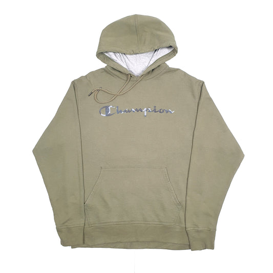 Champion Spellout Hoodie M Green