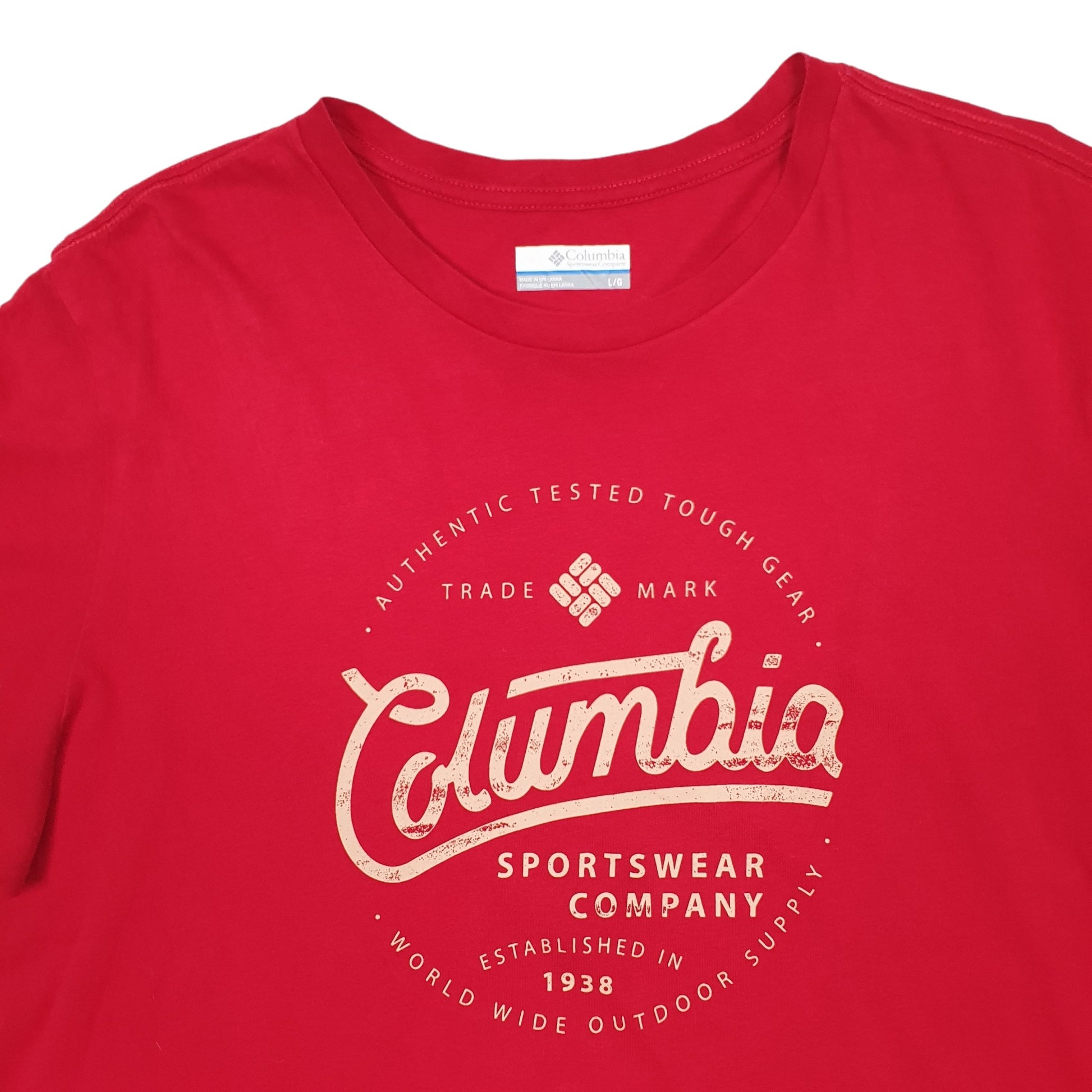 Mens Red Columbia Sportswear  Short Sleeve T Shirt