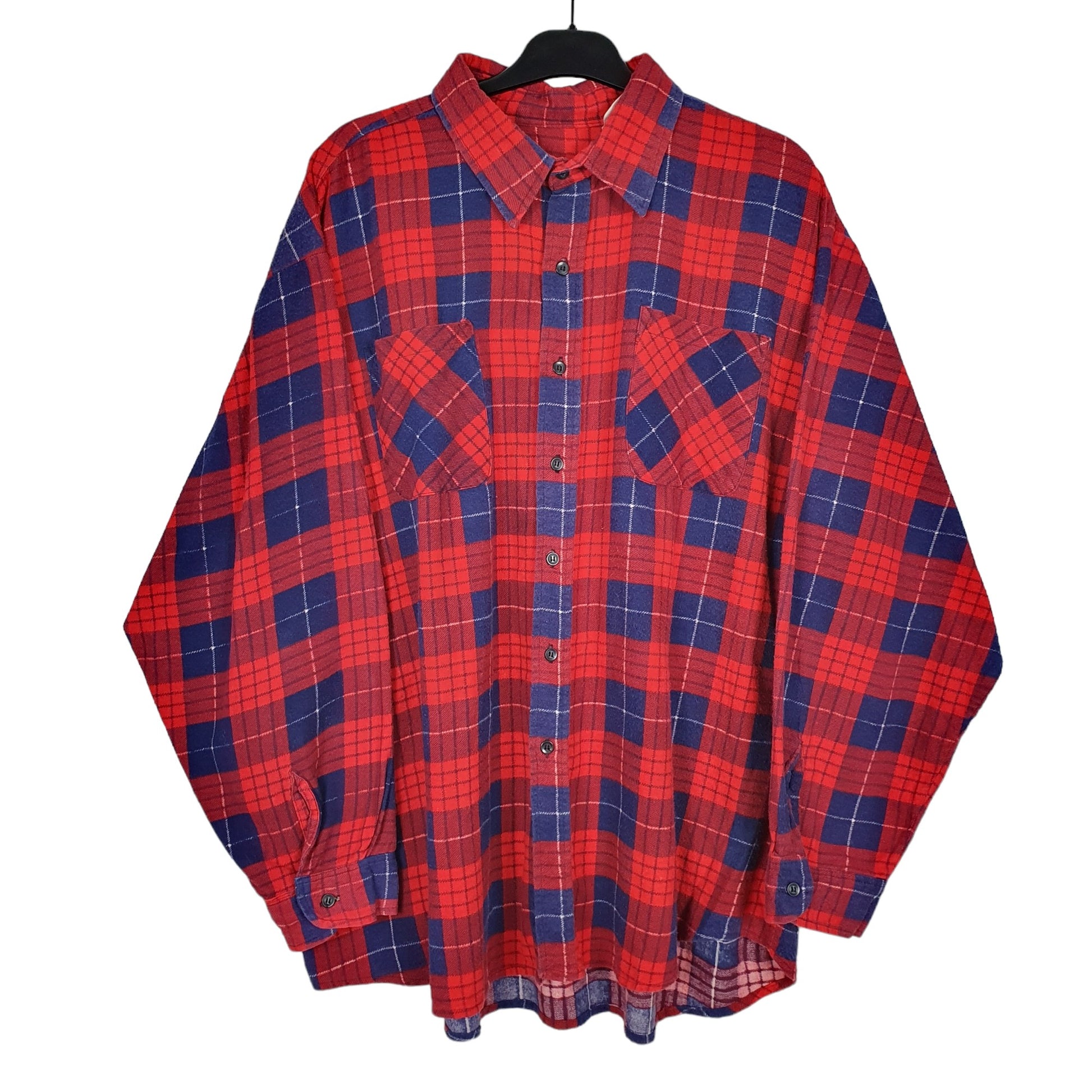 Non Branded Flannel Shacket Long Sleeve Regular Fit Check Shirt Red