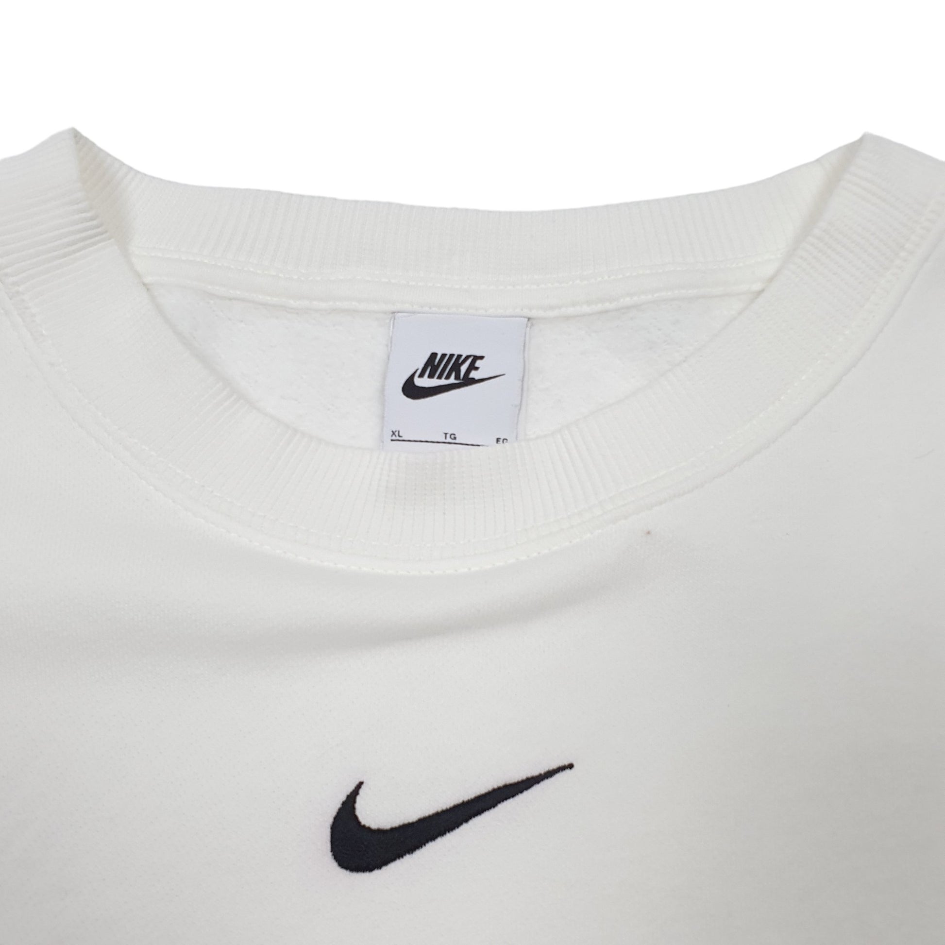 Womens White Nike Cropped Crewneck Jumper