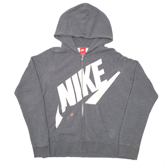 Mens Grey Nike Hoodie Spellout Full Zip Jumper