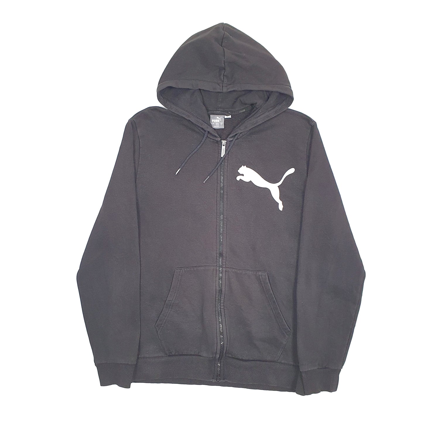 Mens Black Puma Hoodie Full Zip Jumper