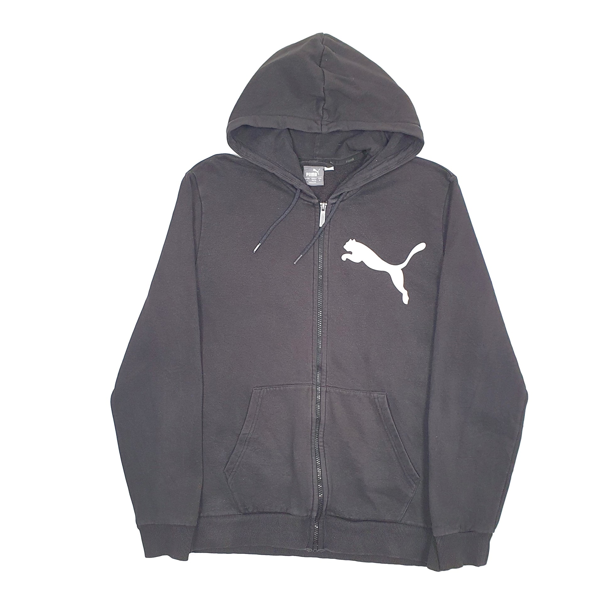 Mens Black Puma Hoodie Full Zip Jumper