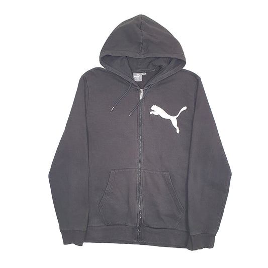Mens Black Puma Hoodie Full Zip Jumper