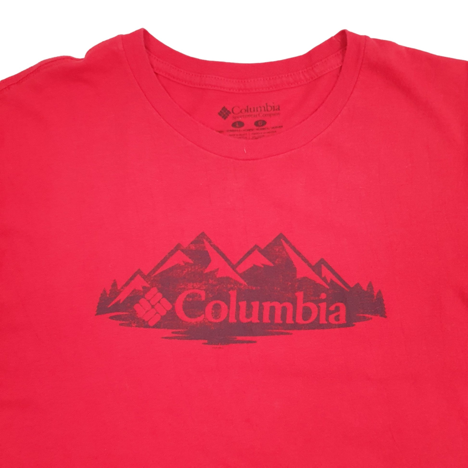Mens Red Columbia Sportswear  Short Sleeve T Shirt