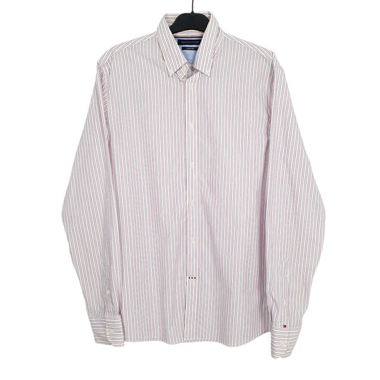 Tommy Hilfiger Long Sleeve Regular Fit Pinstripe Shirt Red