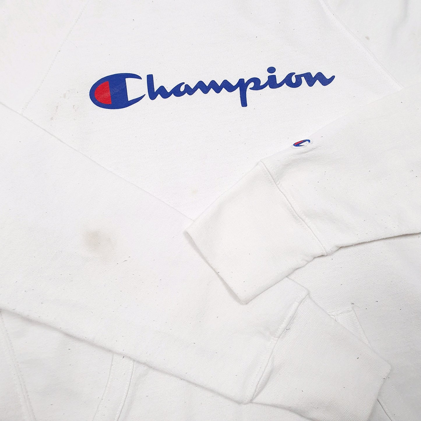 Mens White Champion  Hoodie Jumper