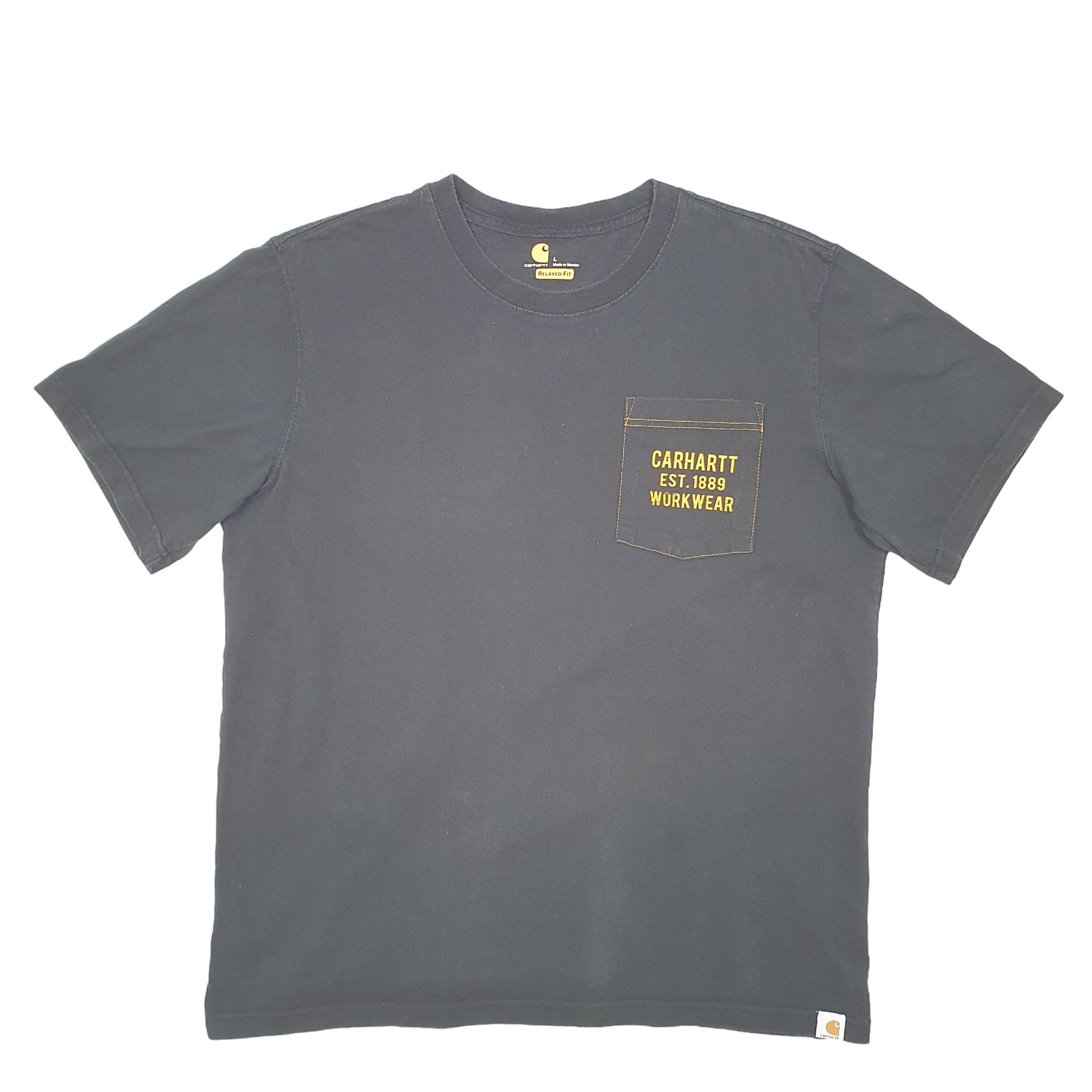 Mens Black Carhartt Pocket Work Wear Est 1889 Short Sleeve T Shirt
