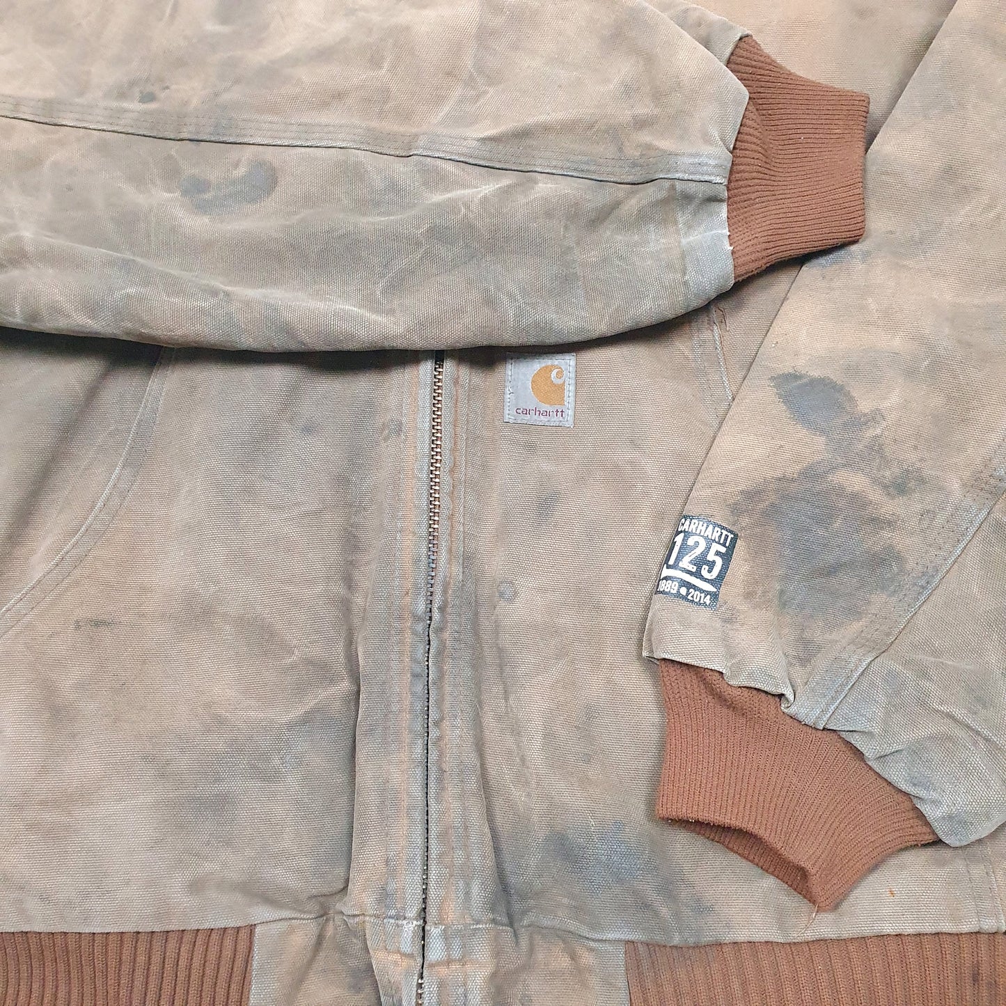 Mens Beige Carhartt Active Made In USA Duck 125th Anniversary  Coat