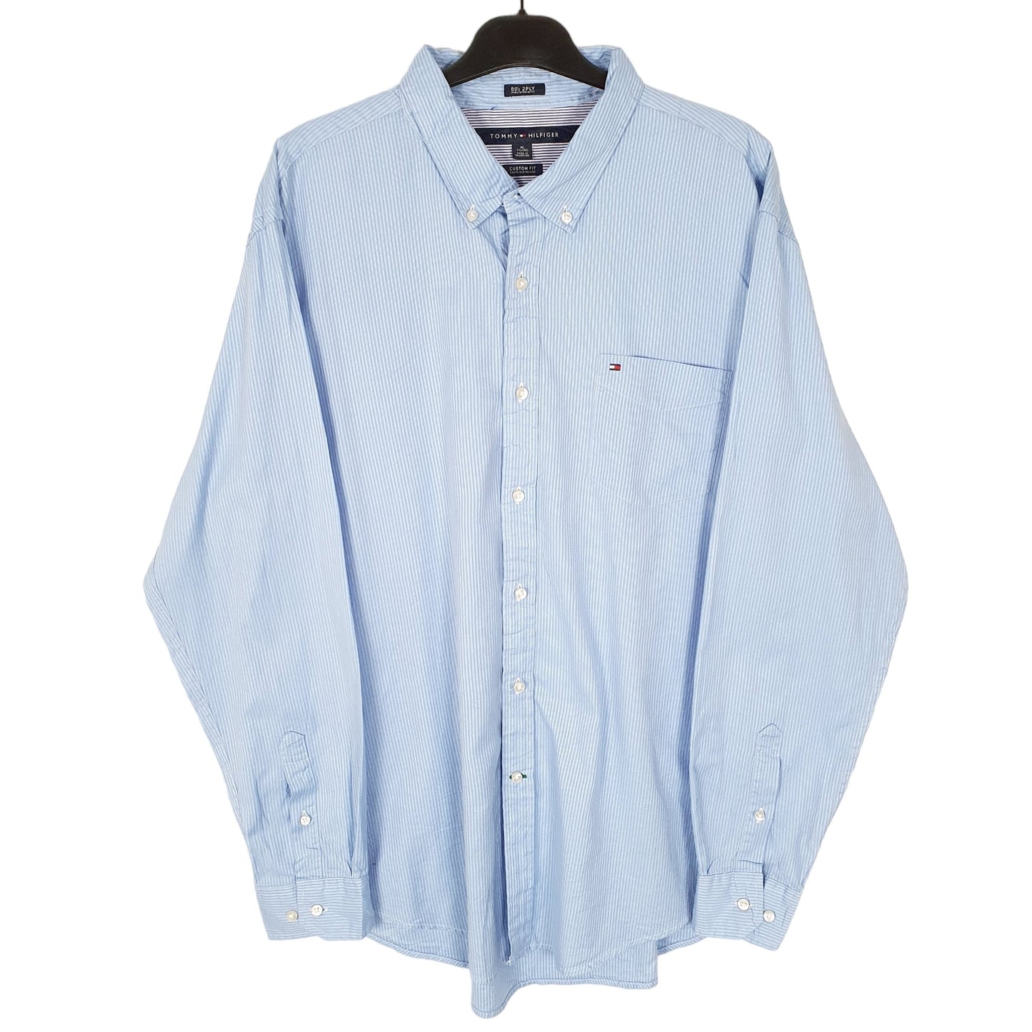 Tommy Hilfiger Long Sleeve Custom Fit Striped Shirt Blue