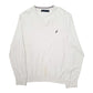 Mens White Nautica Knit V Neck V Neck Jumper