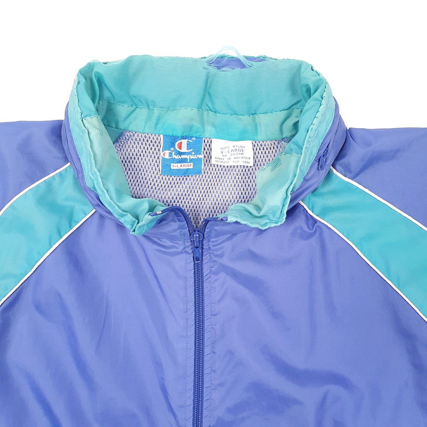 Mens Blue Champion Vintage 1980s Shell Windbreaker Coat