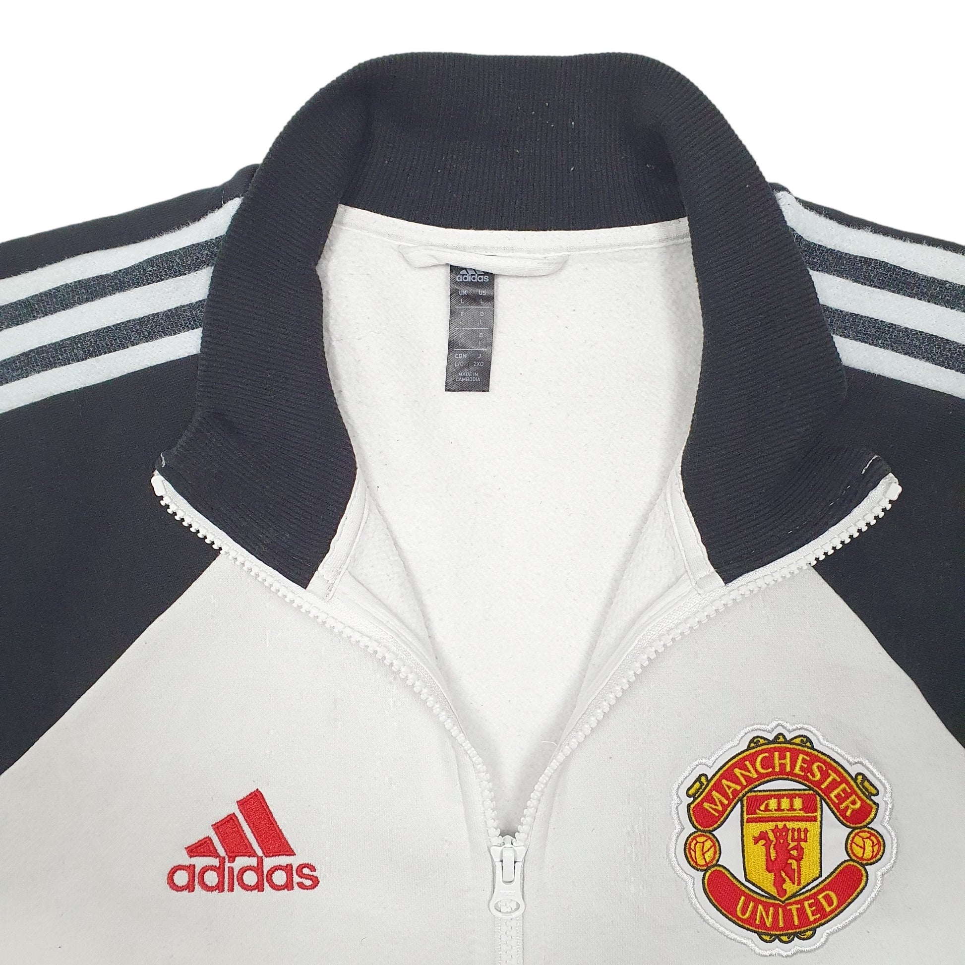 Mens White Adidas Manchester United Training Top Active Full Zip Jumper