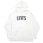 Mens White Levis Spellout Hoodie Jumper
