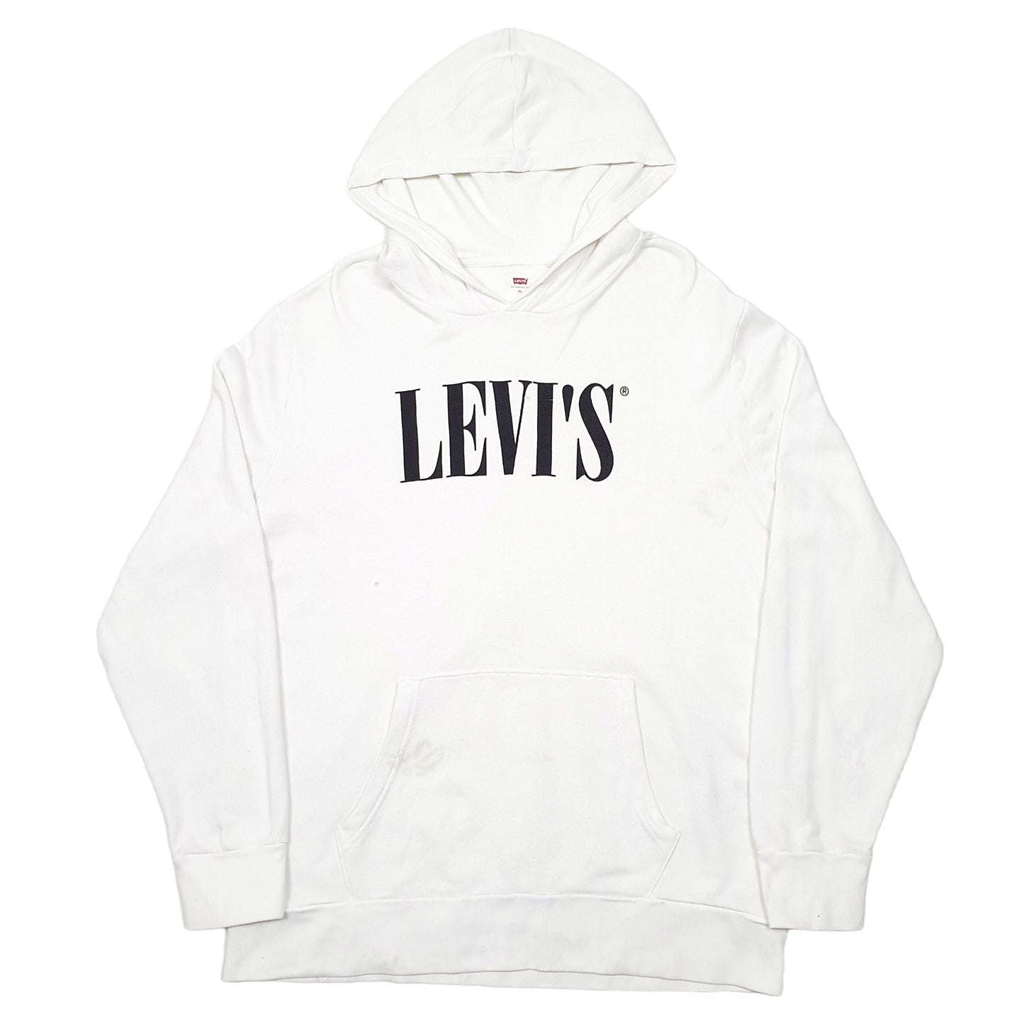 Mens White Levis Spellout Hoodie Jumper