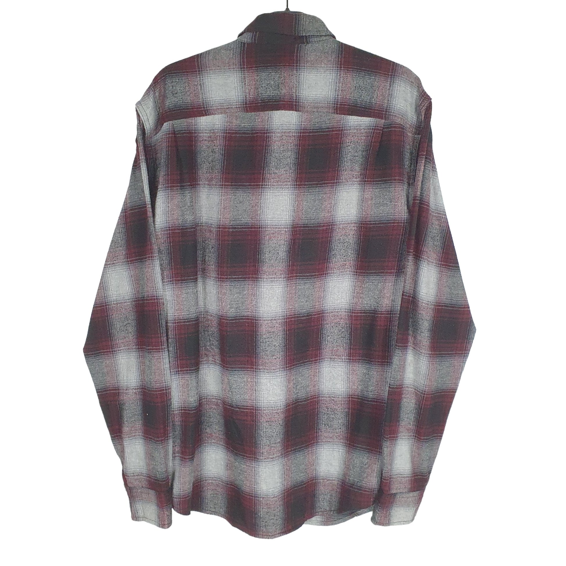 George Shacket Overshirt Flannel Long Sleeve Regular Fit Check Shirt Burgandy