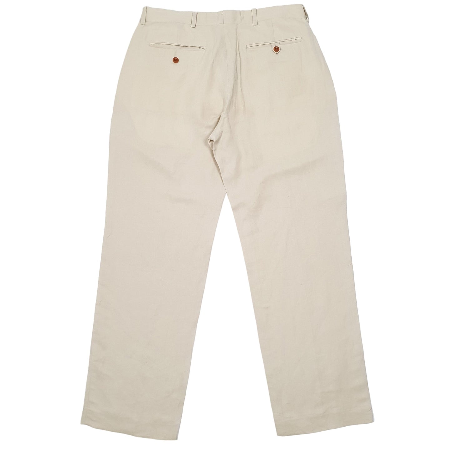 Mens Beige Polo Ralph Lauren Classic Fit Linen Silk Blend Chino Trousers