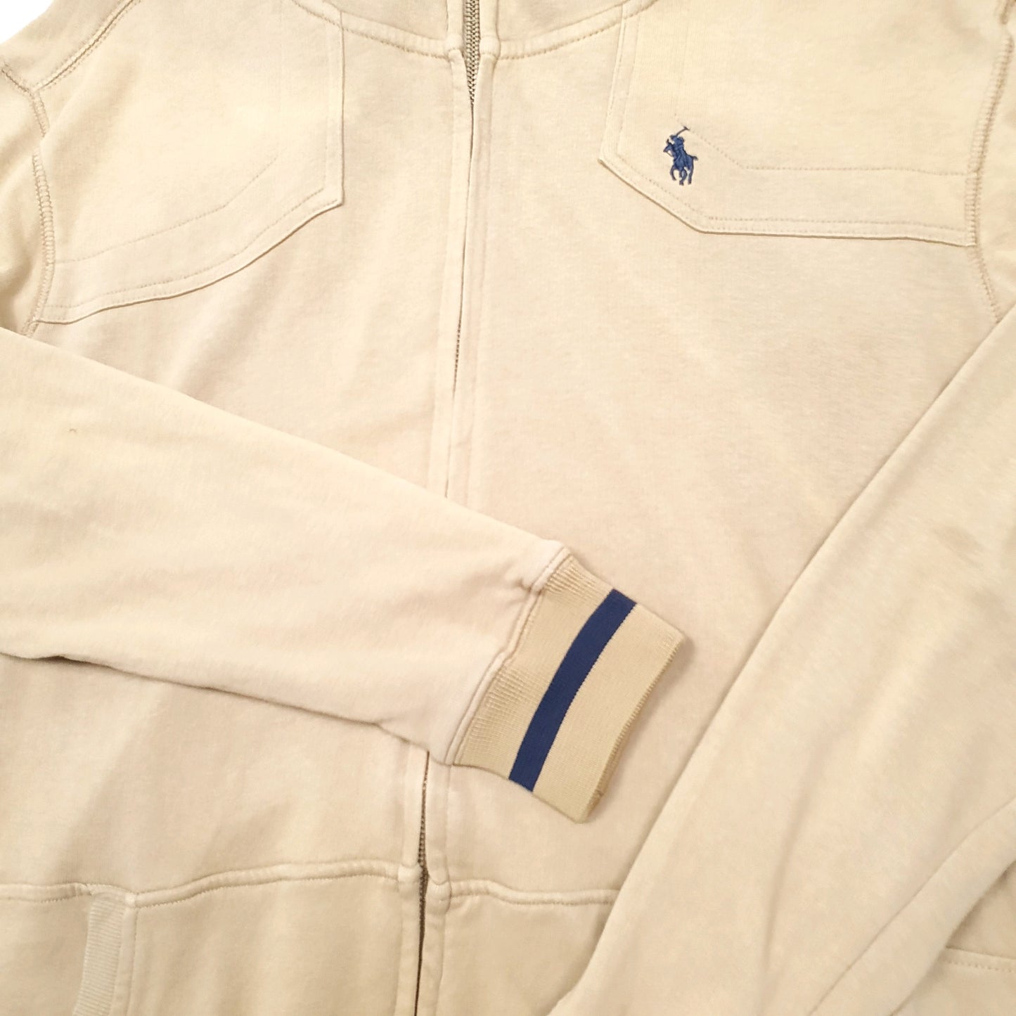 Mens Beige Polo Ralph Lauren Hoodie Custom Fit Full Zip Jumper