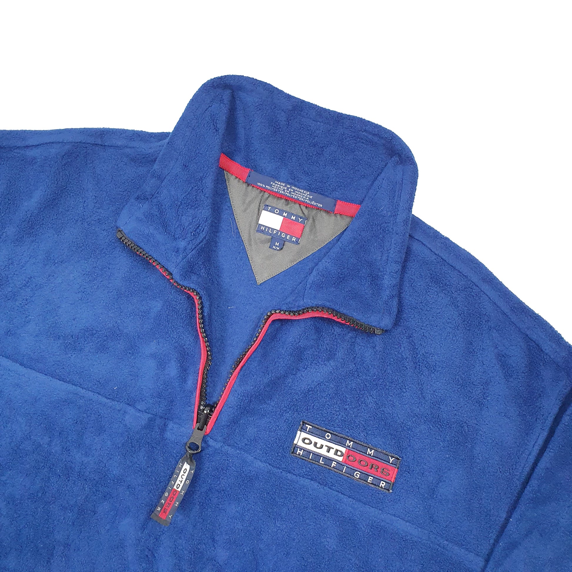 Tommy Hilfiger Outdoors Spellout Quarter Zip Fleece XL Blue