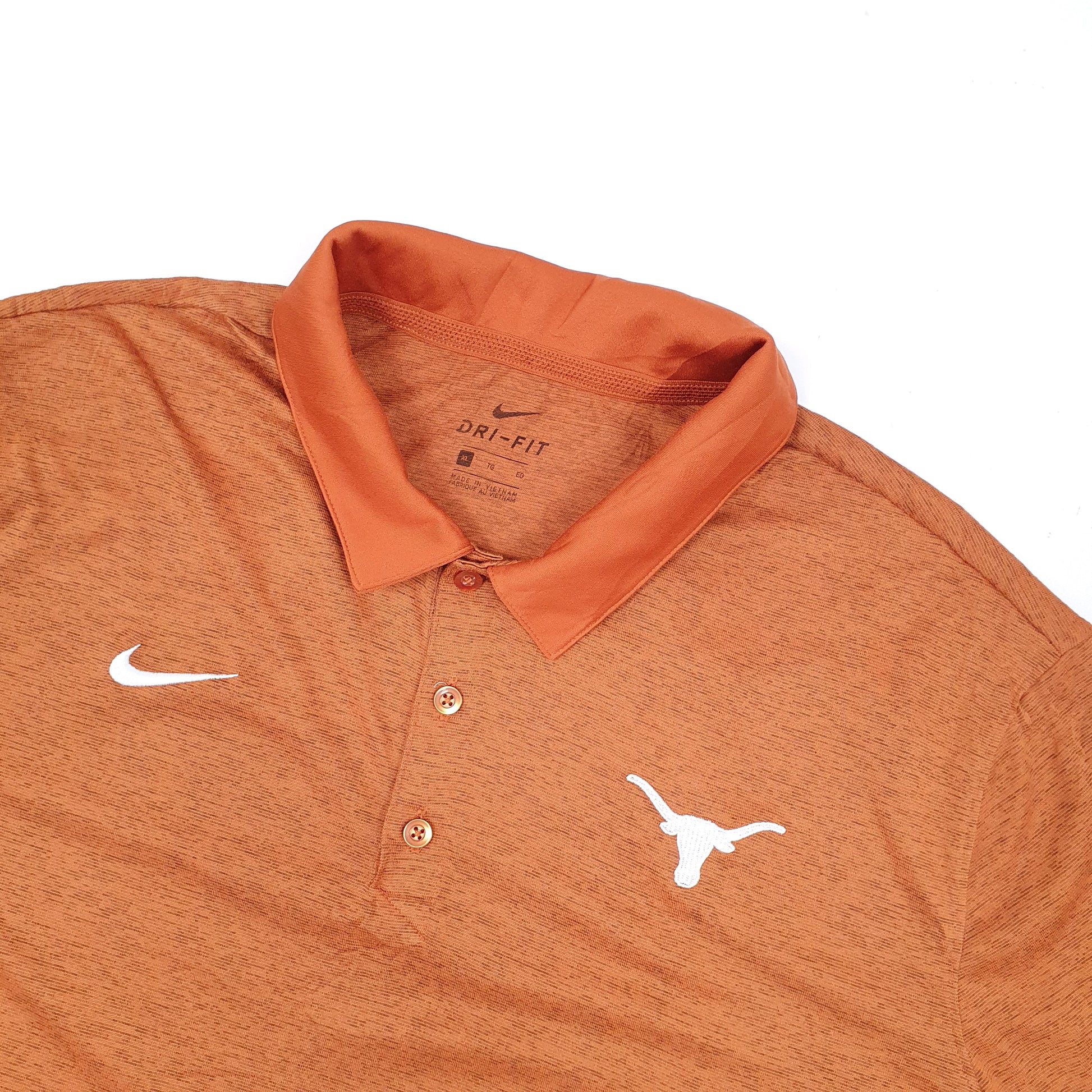 Nike Dri Fit NFL Texas Longhorns Short Sleeve Polyester Polo Shirt Orange