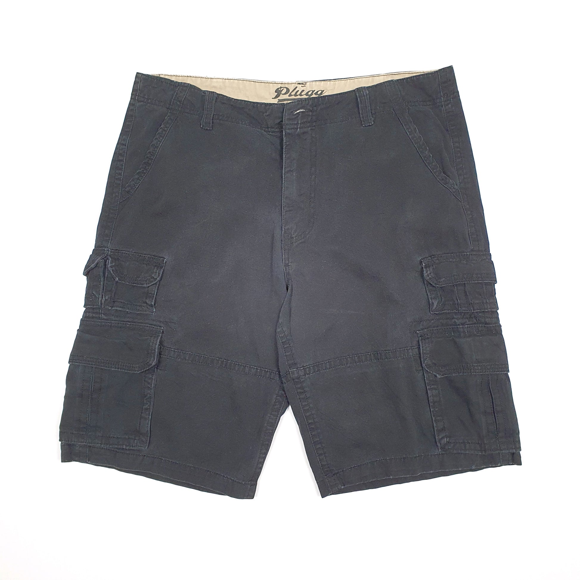 Mens Black Plugg  Cargo Shorts