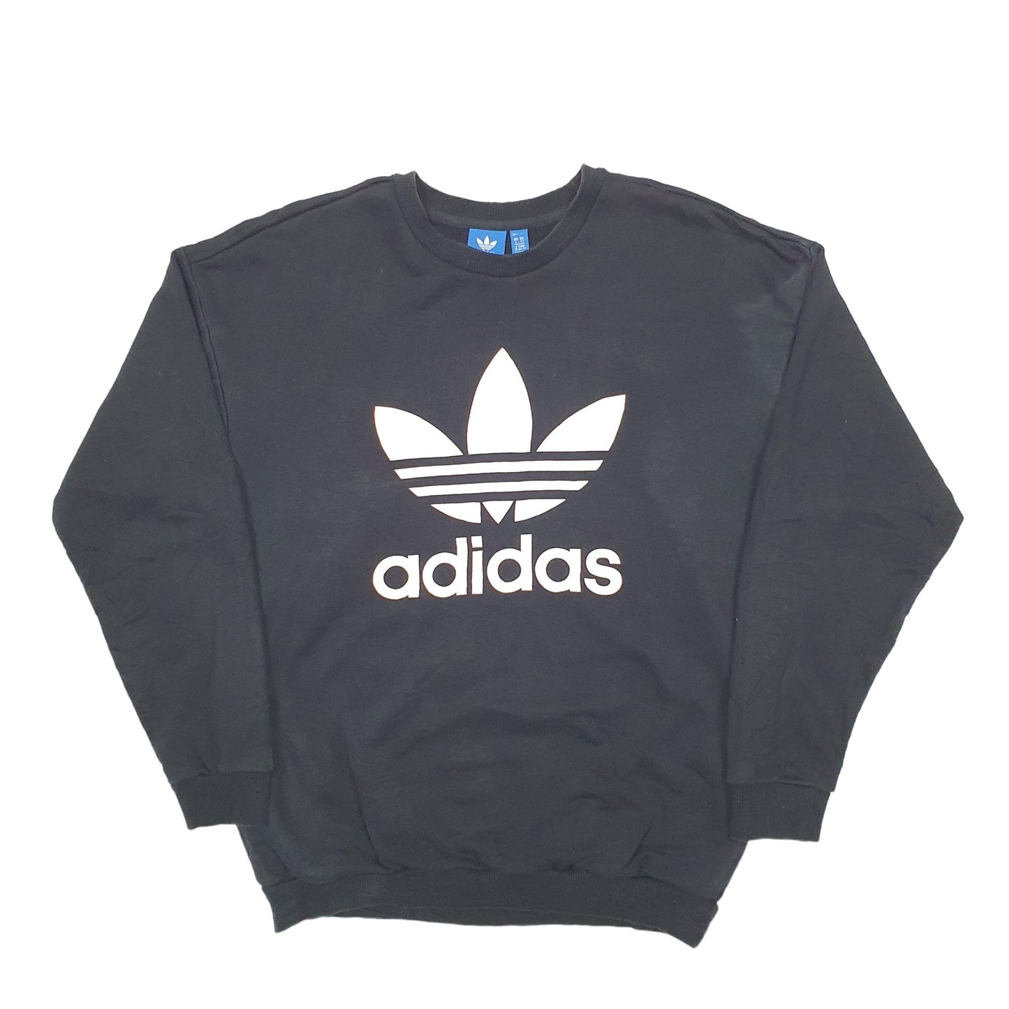 Mens Black Adidas Spellout Crewneck Jumper