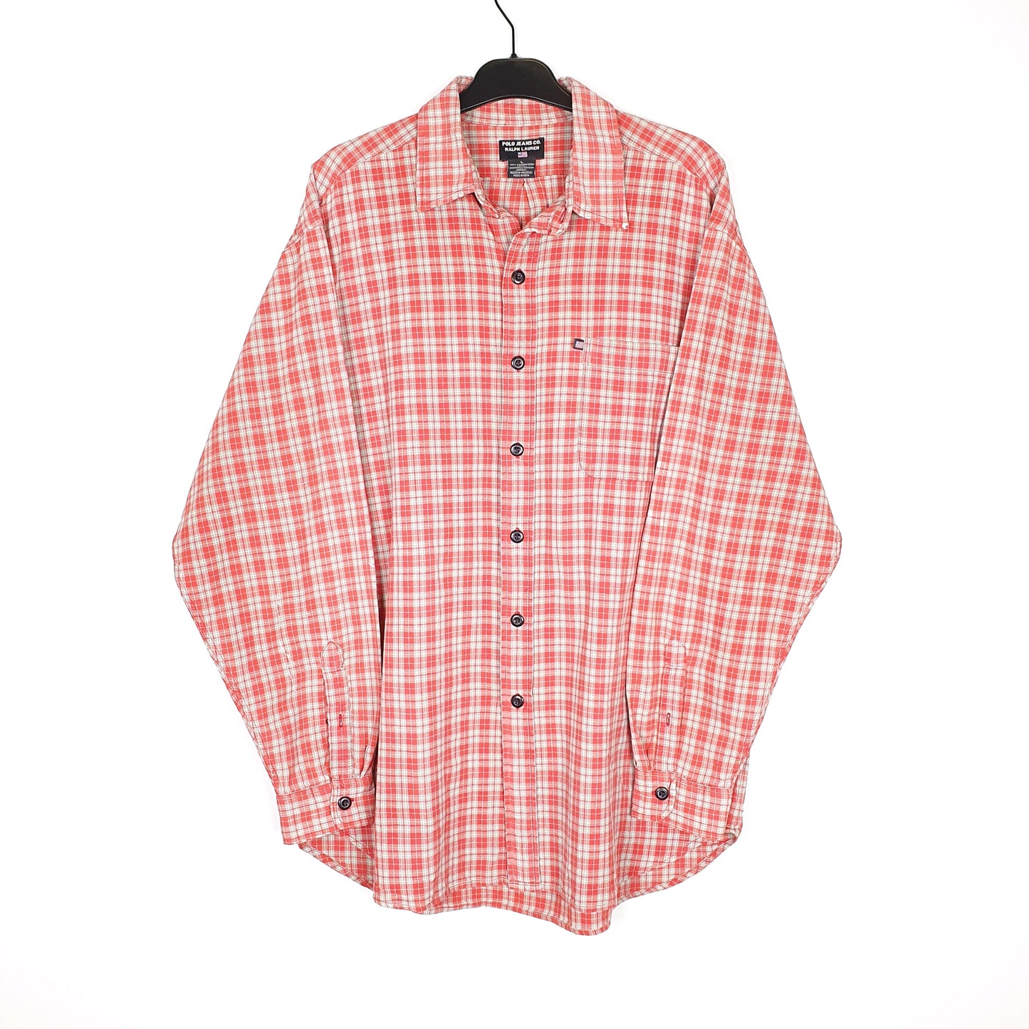 Ralph Lauren Polo Jeans Co Long Sleeve Regular Fit Check Shirt Red