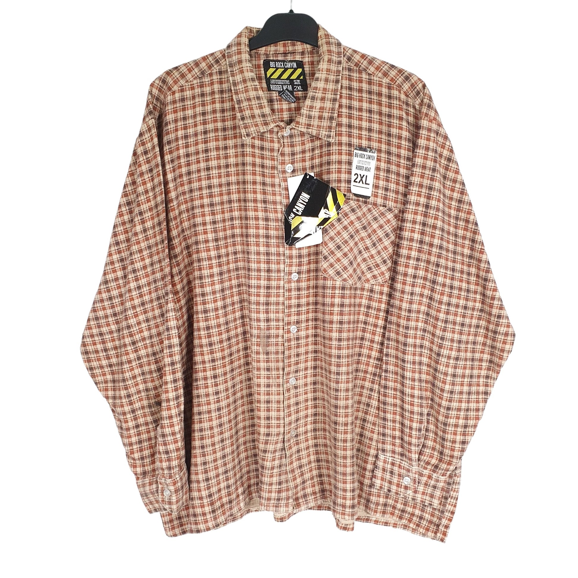 Big Rock Canyon Flannel Shacket Long Sleeve Regular Fit Check Shirt Brown