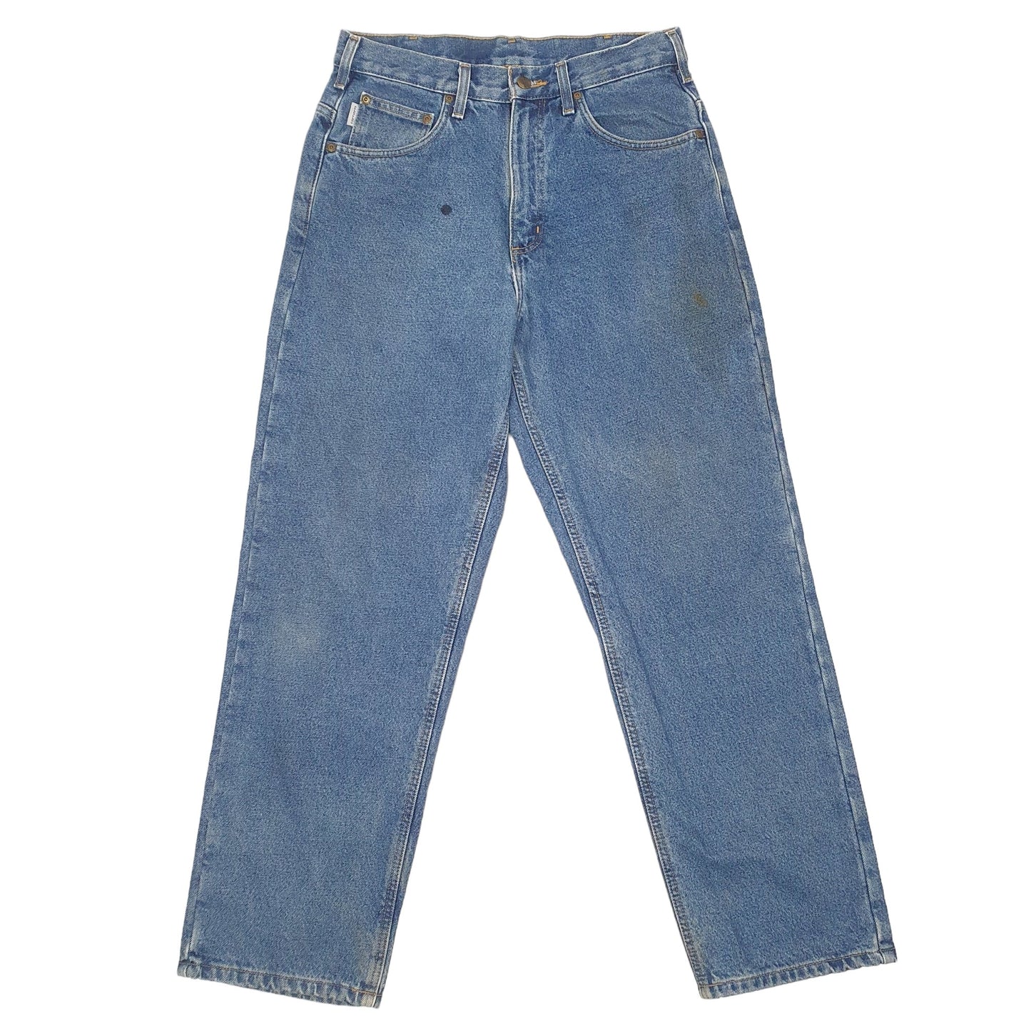 Mens Blue Carhartt Relaxed Lined Insulated Winter Thermal Casual JeansW32 L30