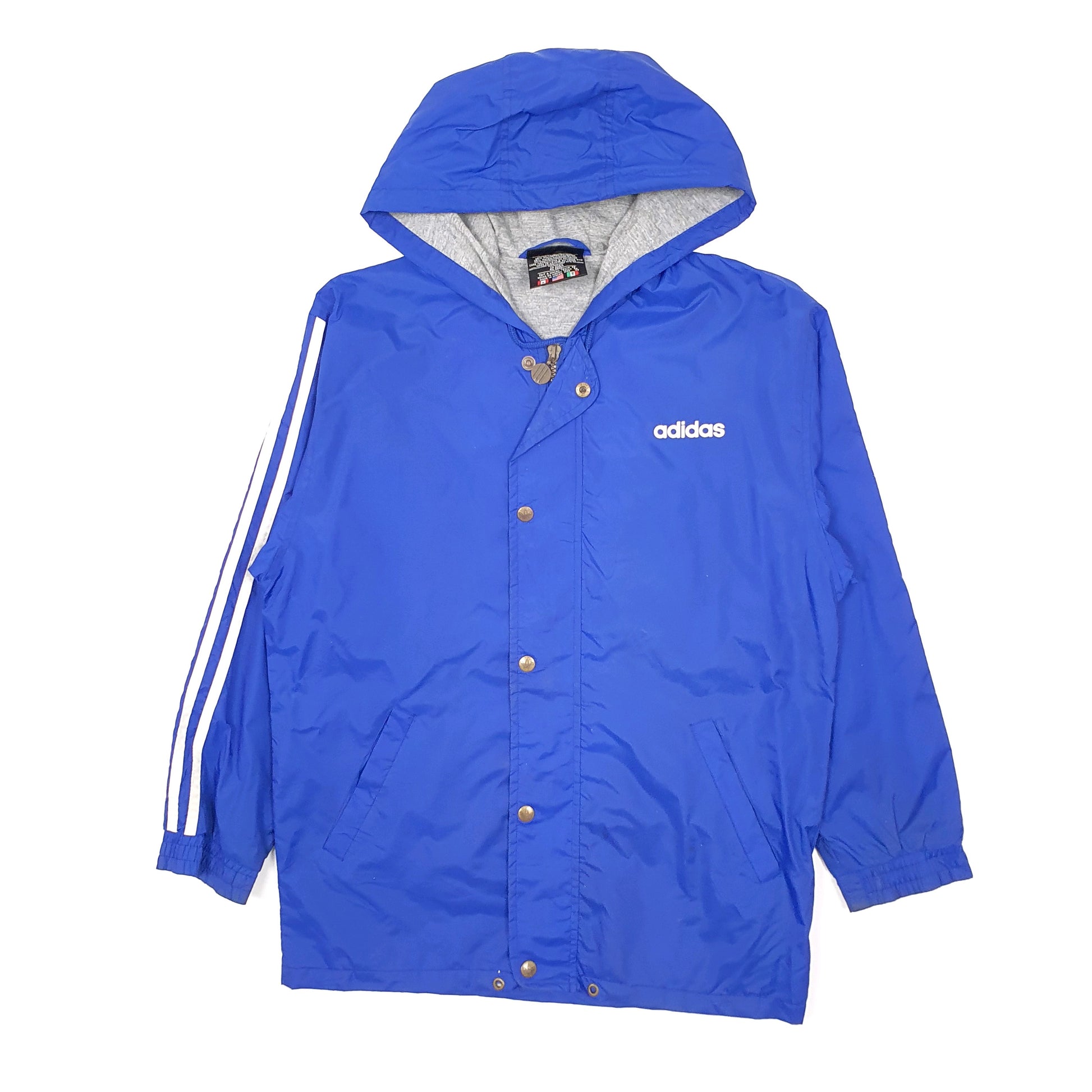 Mens Blue Adidas Vintage Hooded  Coat