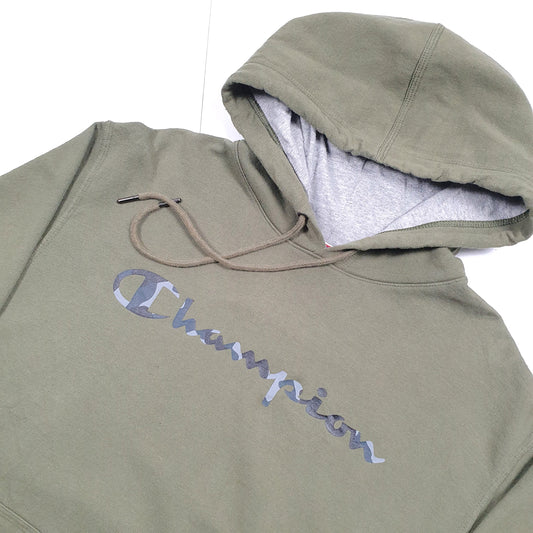 Champion Spellout Hoodie M Green