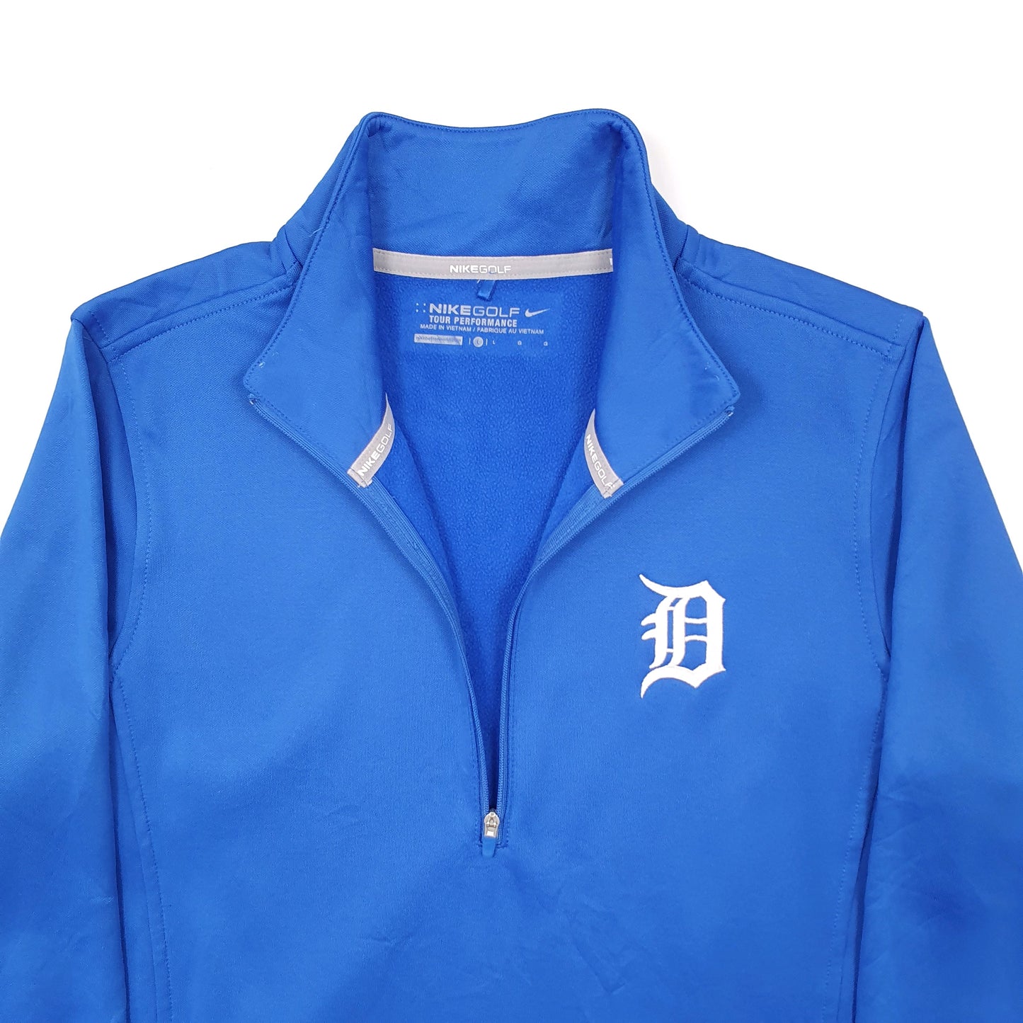 Womens Blue Nike Performance Detroit Tigers MLB Baseball Quarter Zip Jumper