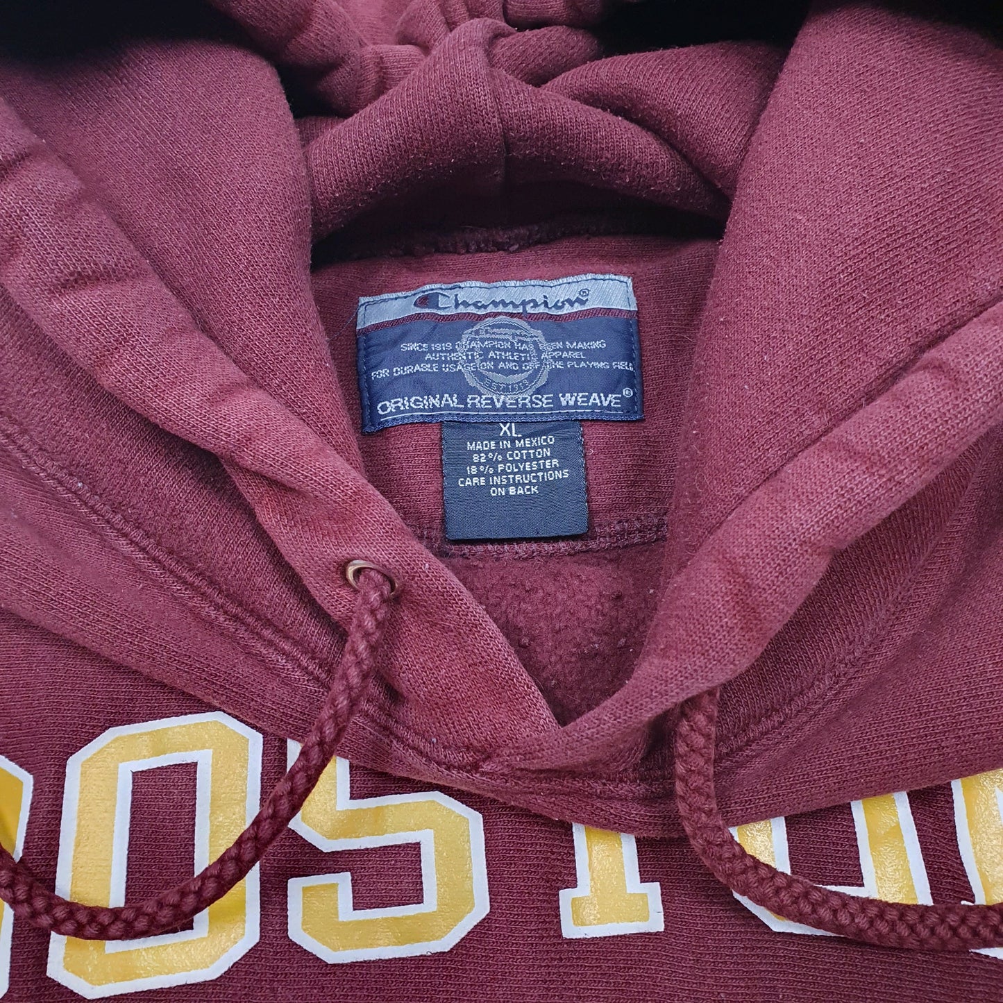 Mens Burgundy Champion Boston College Reverse Weave Hoodie Jumper
