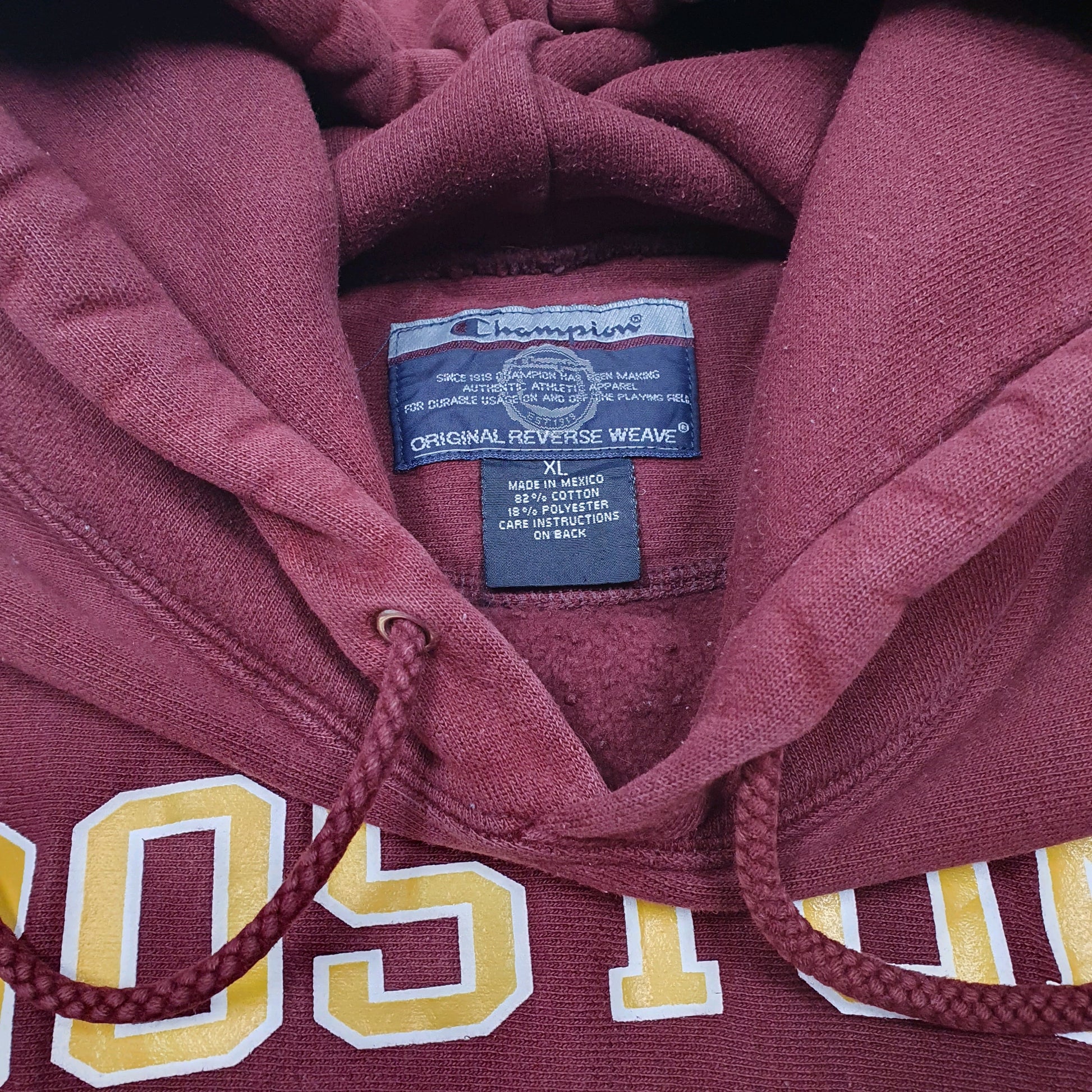 Mens Burgundy Champion Boston College Reverse Weave Hoodie Jumper