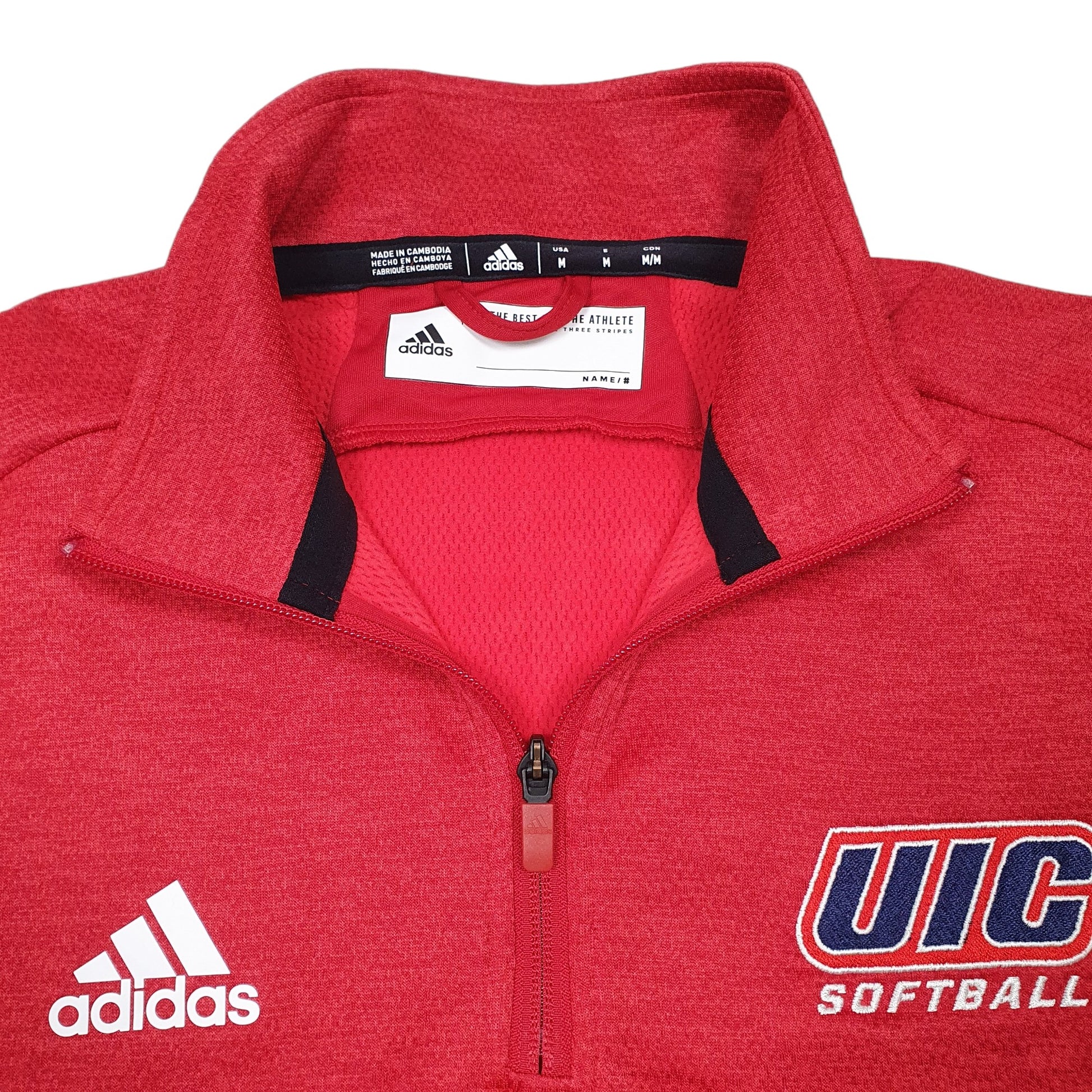 Womens Red Adidas University Illinois Chicago Softball Quarter Zip Jumper