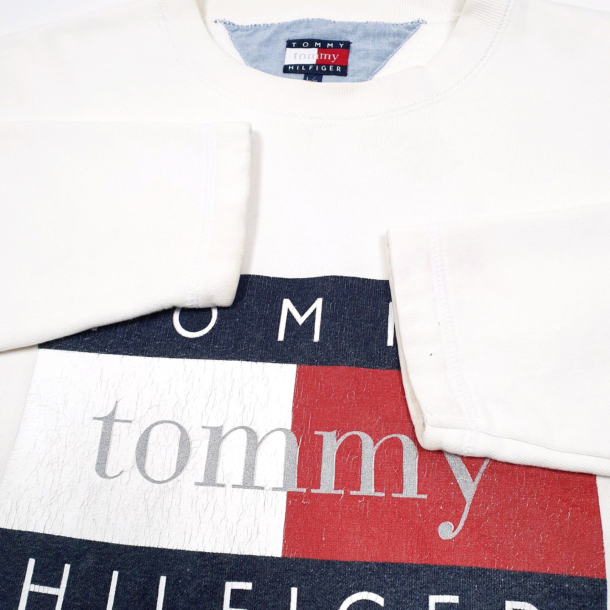 Mens White Tommy Hilfiger  Crewneck Jumper