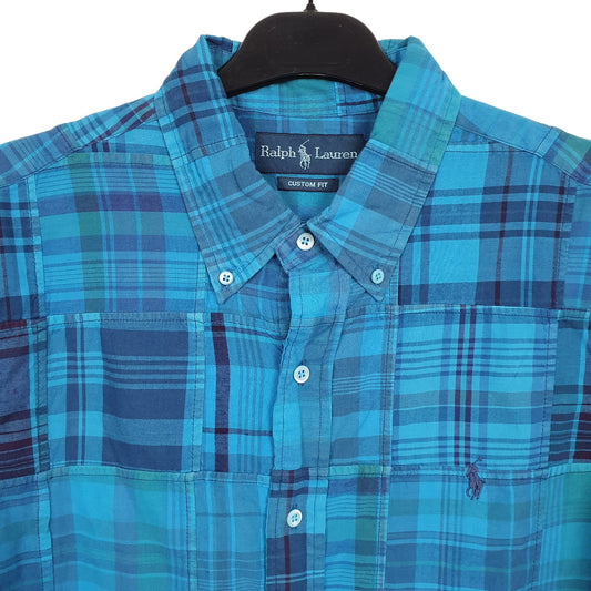 Ralph Lauren Short Sleeve Custom Fit Check Shirt Blue